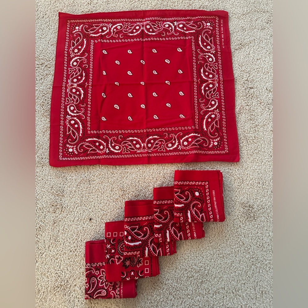 Red Paisley Bandana Set (6). Set of 6 Only Sold Together